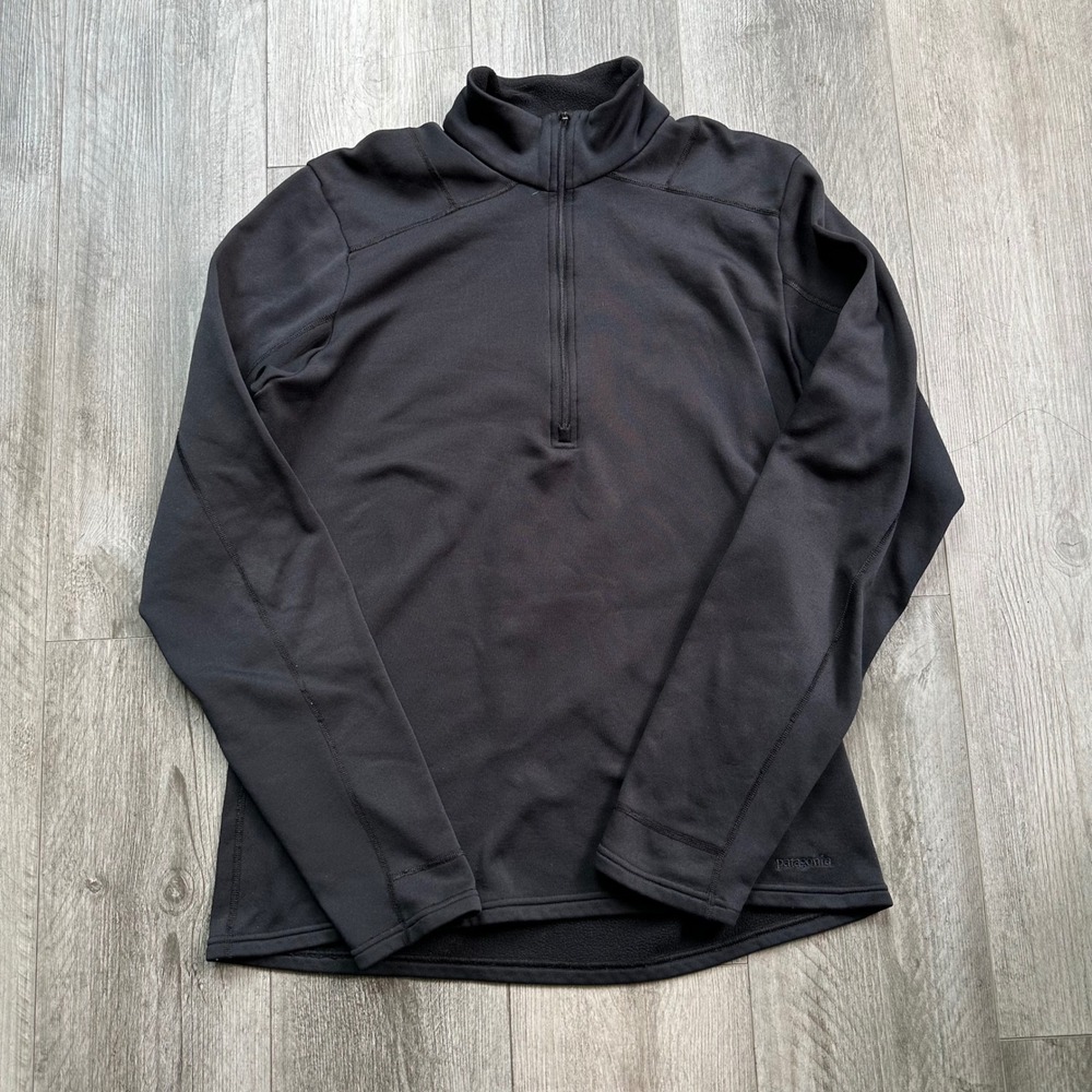 Patagonia Piton Pullover 1/4 Zip Fleece Mens M Black Polartec Power Dry